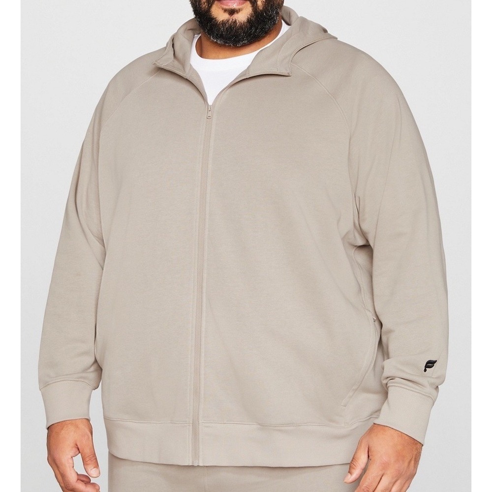 NWOT Men's Fabletics The Year Round Full‎ Zip Hoodie Brutalist Khaki - Size 4X